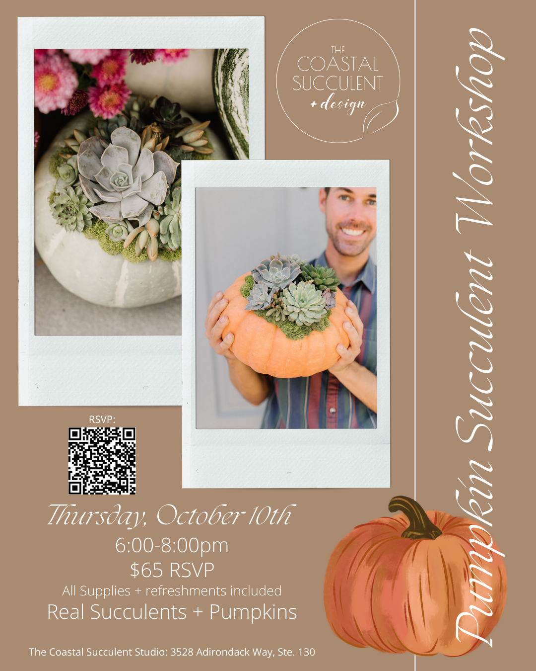 Live Pumpkin Succulent Workshop